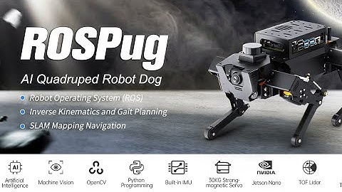 ROSPug Quadruped ROS Robot Dog Powered By Jetson Nano Lidar Tracking Mapping Navigation Education