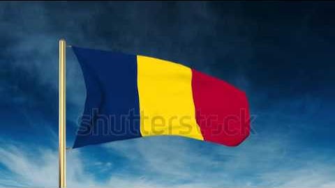 Chad flag slider style. Waving in the wind with cloud background animation Stock video by
