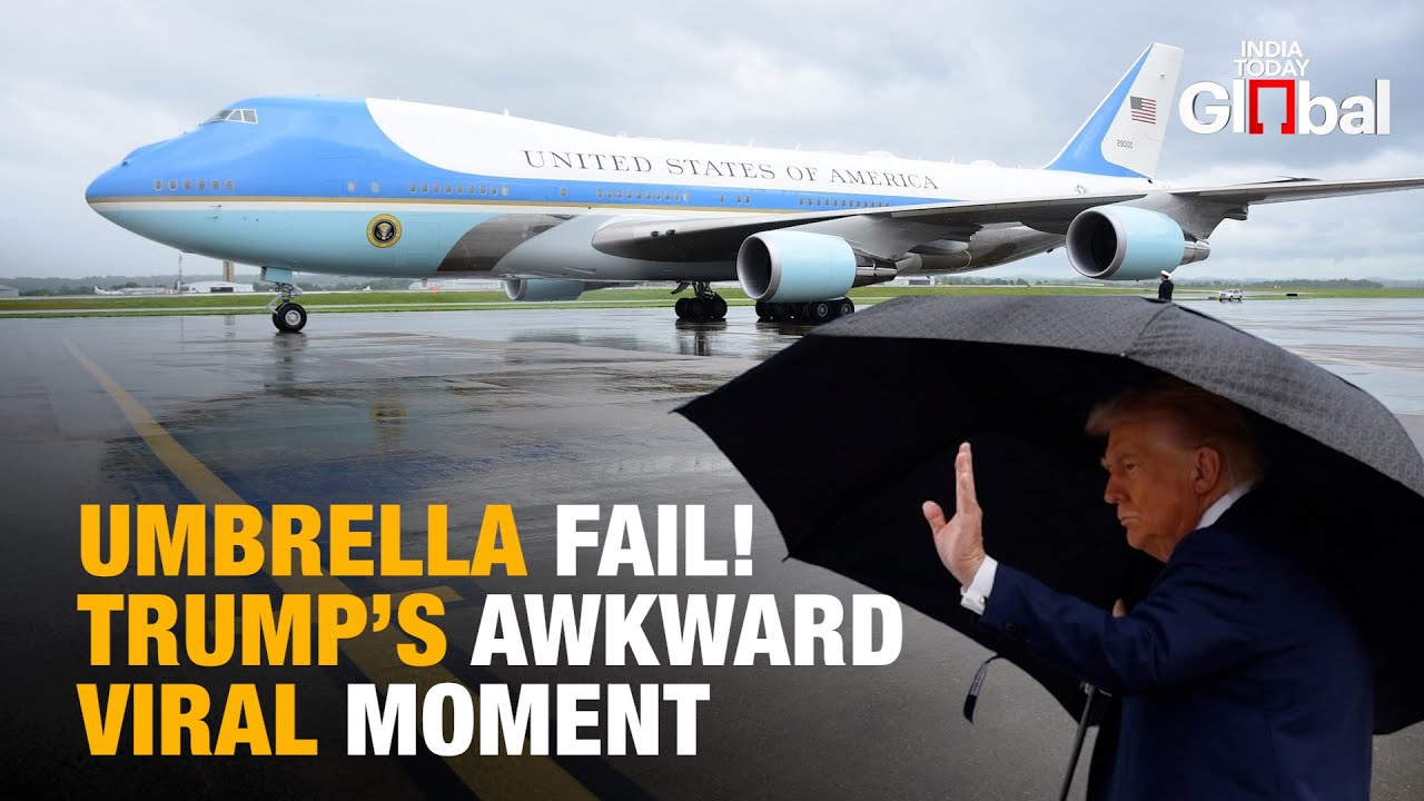 Trump’s Awkward Umbrella Struggle Goes Viral Before Crucial Middle East Peace Trip