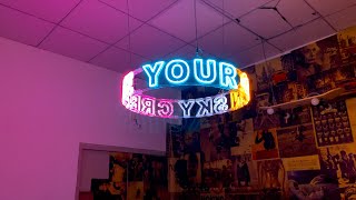 Custom Neon Chandelier with Light Letters Sign, Circle Neon Sign, Ring Pendant, Round Hanging Pendan