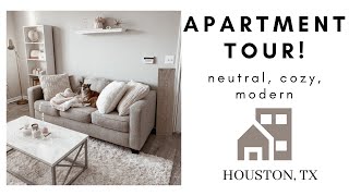 APARTMENT TOUR | neutral, modern, cozy + journal desk!