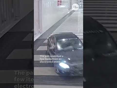 Security footage shows thieves driving stolen car through Canada mall | USA TODAY #Shorts