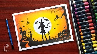 Halloween Special Drawing with Oil Pastels | PrabuDbz Art