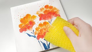 (420) How to paint flowers with fruit packaging | Fluid Acrylic for beginners | Designer Gemma77