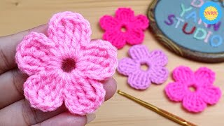 How to Crochet a Flower - Woolen Flower - Hand Embroidery - DIY Yarn Studio