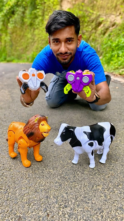 RC Cow and remote wala Lion 🦁 Testing | Animal video short