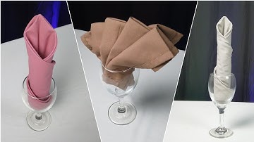2 NAPKIN FOLD  DESIGN TABLE NAPKIN FOLDING with the glass for occasion