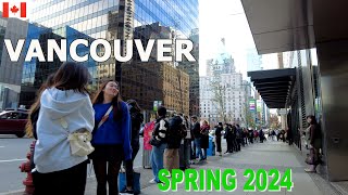 Life in Downtown Vancouver Canada. Vibrant City Walk Tour on Saturday Mar 30 2024