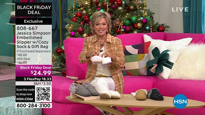 Jessica Simpson Embellished Slipper with Cozy Sock   Gif...