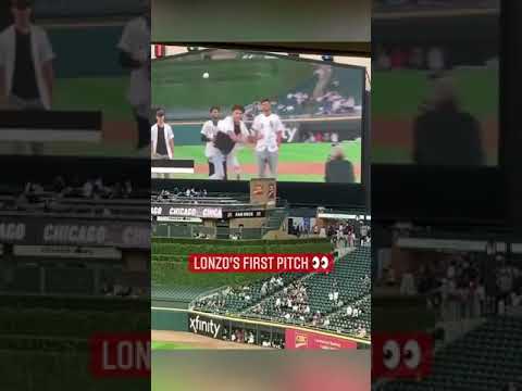 Lonzo Ball throws out first pitch