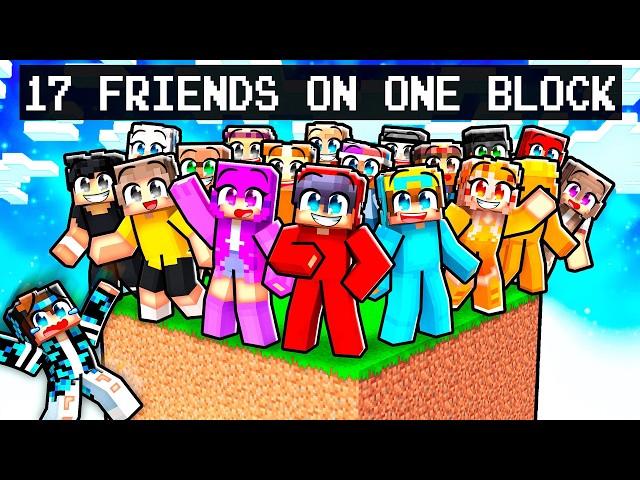 17 Friends on ONE BLOCK! (Minecraft) - YouTube