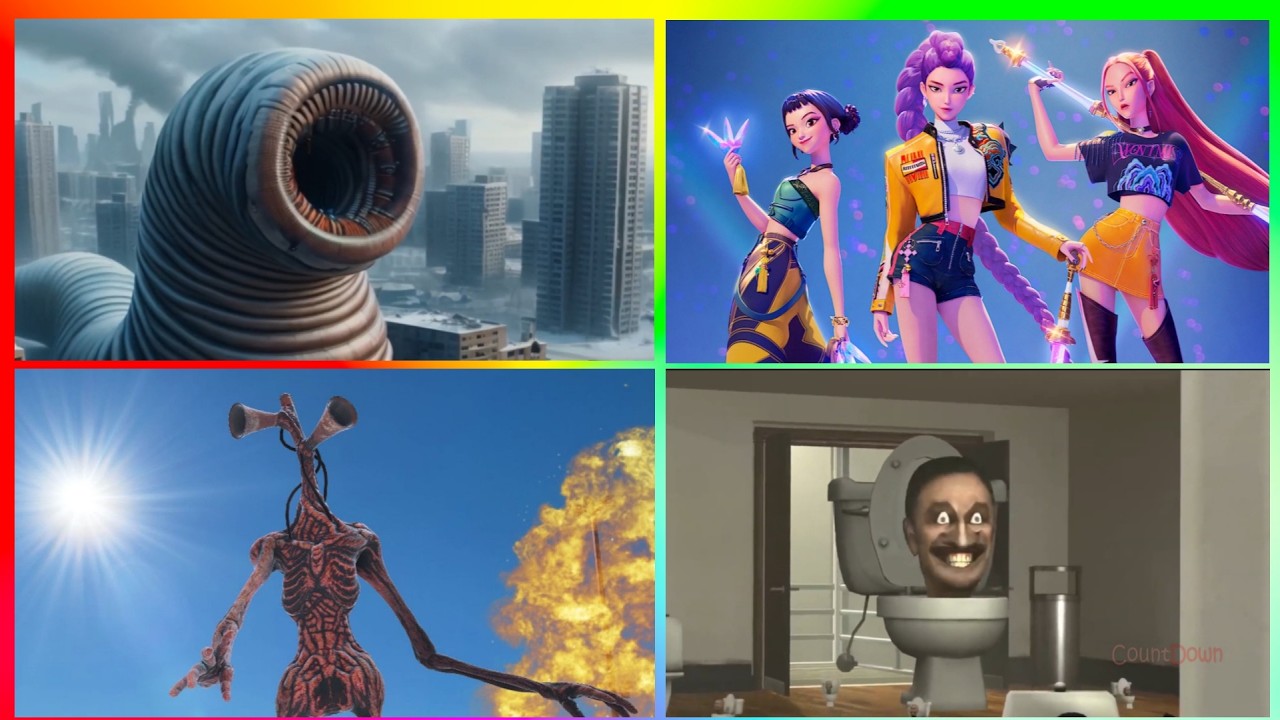 Erosion Worm 🆚 KPop Demon Hunters🆚Siren Head.🆚Skibidi Toilet🆚🎶 Tiles Hop EDM Rush