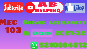 mec 103 solved assignment 2021-22 / mec 103 solved assignment 2021-22 in english