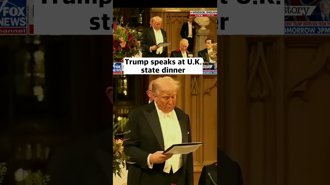 Trump TRYING VERY HARD to read during UK visit #shorts