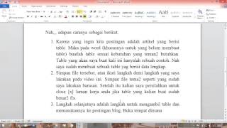 Cara membuat tabel / table di postingan blog dengan MS Word [Microsoft Office]