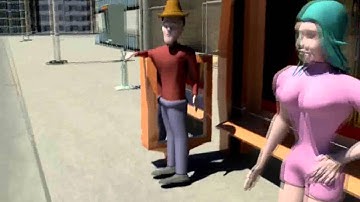 bus stand 3d animation