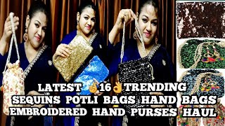 WEDDING PARTYSPECIAL BRIDAL SEQUINS POTLIBAG HANDBAGS PURSESHAULFLIPKART AMAZON VELVET SILKPOTLIBAG