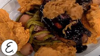 Root Beer Glazed Pork Chops with Bourbon Mashed Sweet Potatoes | Emeril Lagasse