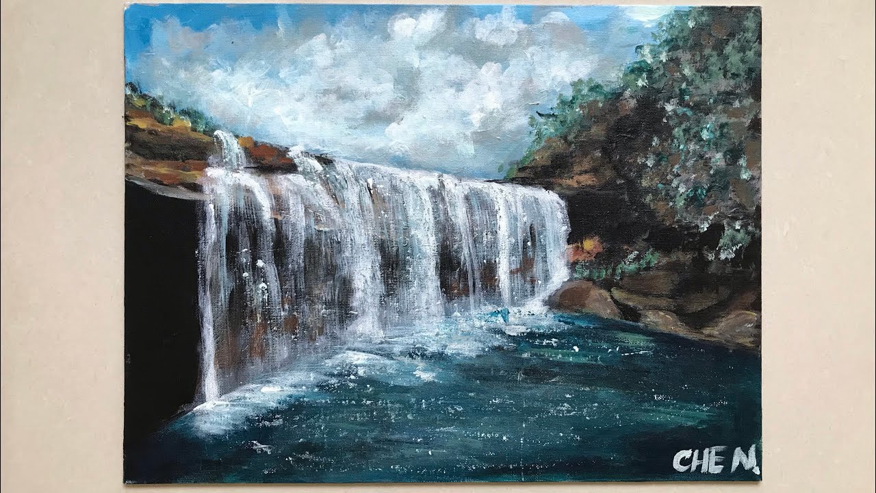 Waterfalls Painting Tutorial Using Acrylics For Beginners YouTube Maxresdefault