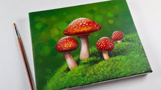 Mushroom Painting | Acrylic Painting Tutorial | Acrylic Painting for Beginners