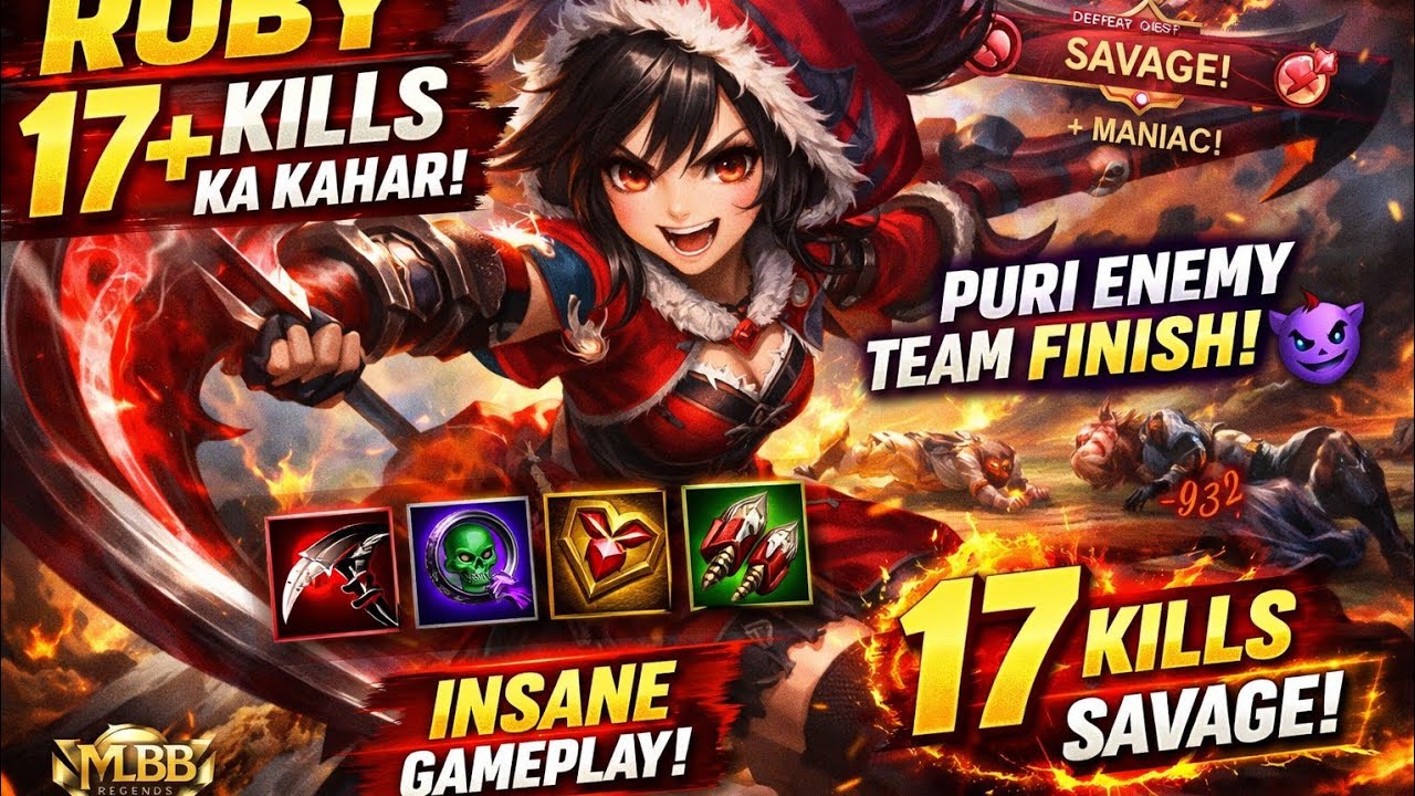 😱 17+ Kills RUBY Monster! Solo Enemy Team Destroy 😈 | Best Ruby Build | MLBB #viralvideo #mlbb #ruby