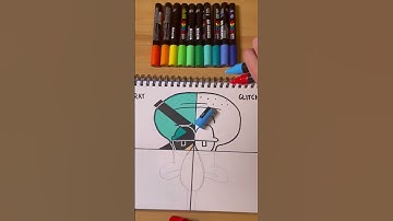 One drawing of Squidward, but in 4 different styles! Part 2 Glitch! #subscribe #posca