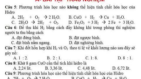 Bài kiểm tra lân 2 hóa 8 chương 5 năm 2024