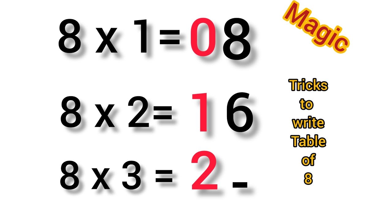 Now you will never forget table of 8 ll easy tricks to write table of 8