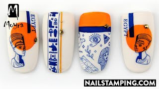 Simple stamping nail art inspired by Egypt (nailstamping.com)