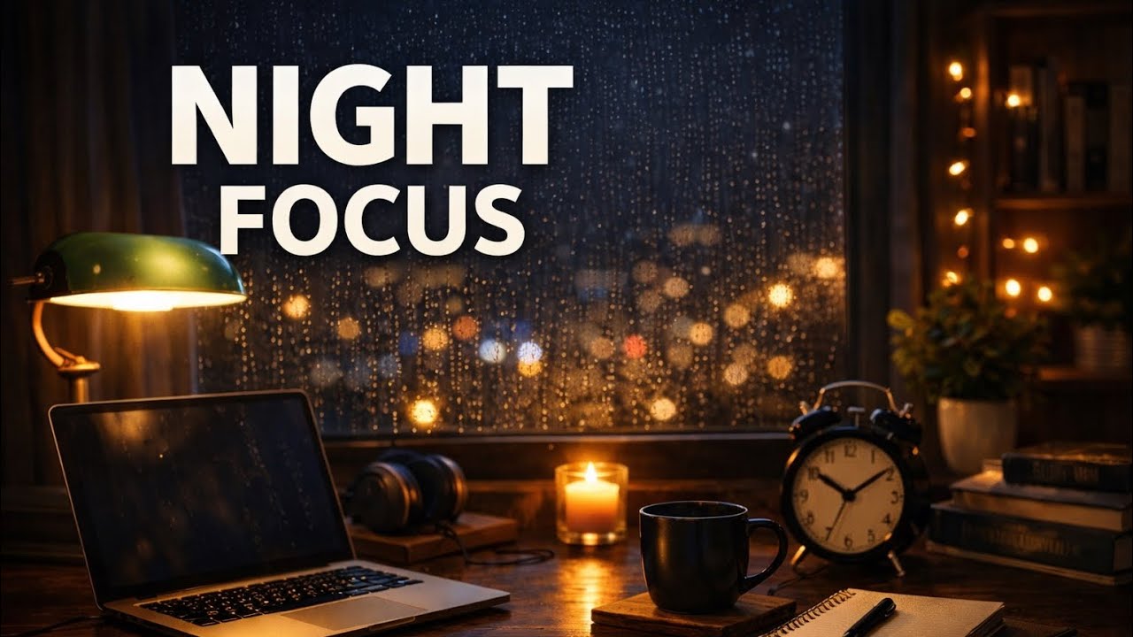 Night Focus Rain Sounds for Deep Study 🌙 Calm Background Noise (1 Hour)