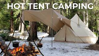Six Dudes One Hot Tent | Winter Hike - Bushcraft Camp Cooking