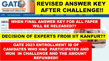 GATE 2023 Final Answer Key after Answer  Key Challenge !!