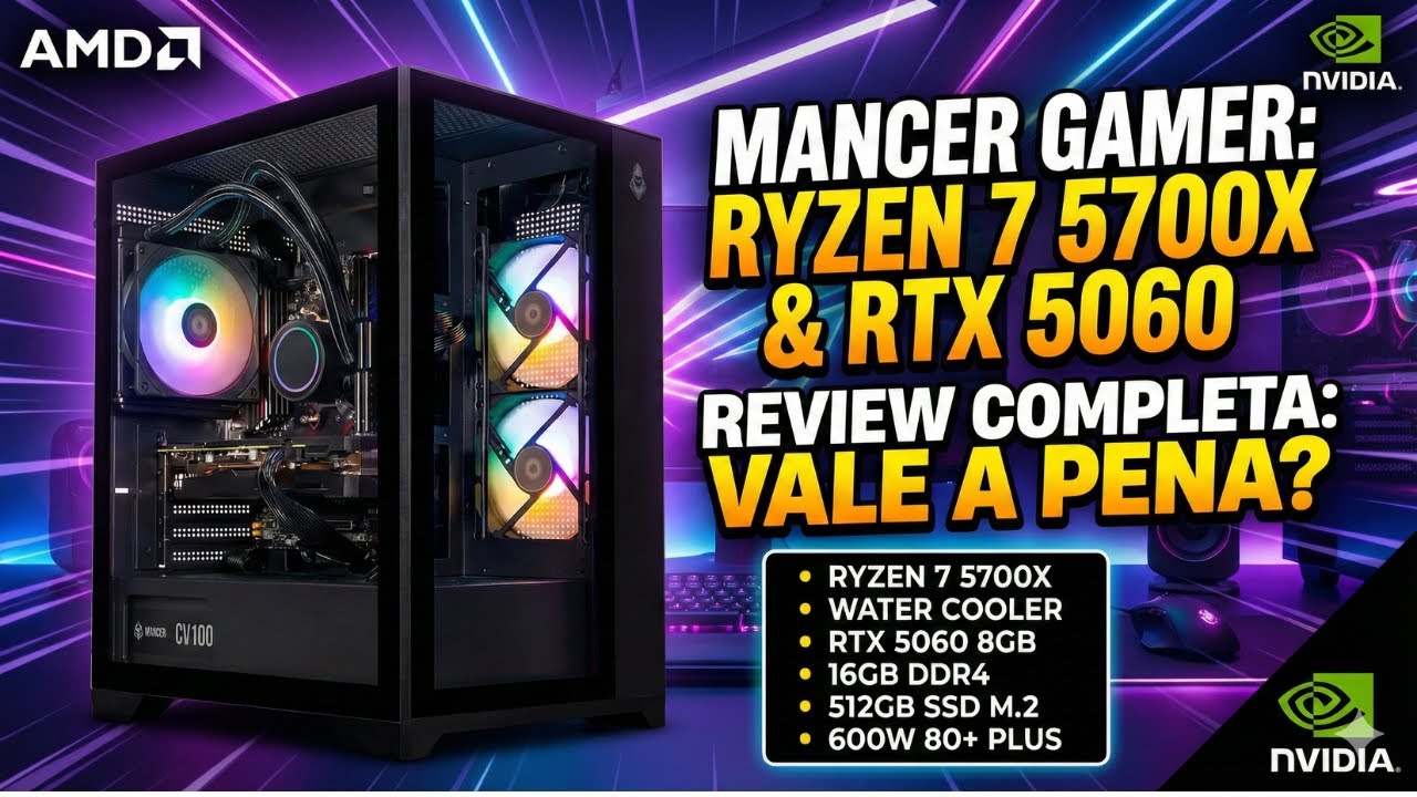 PC Gamer com Ryzen 7 5700X e RTX 5060 8GB 🔥 Vale a Pena em 2026