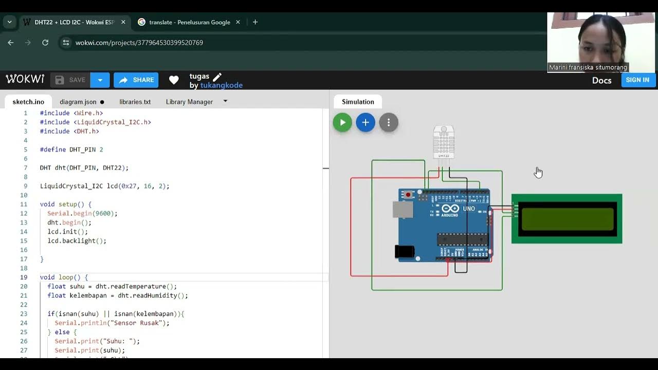 Simulasi Sensor DHT22+Lcd I2C Arduino menggunakan WOKWI|| ITERA ...