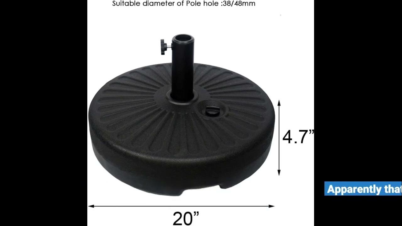 Sunnyglade Heavy Duty 23L Round 20" Water Filled Patio Outdoor Umbrella Base Stand Weight YouTube