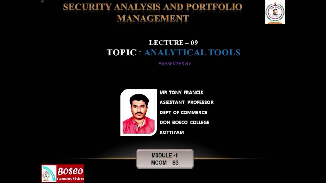 SECURITY ANALYSIS & PORTFOLIO MANAGEMENT (MCOM S3) LECTURE 09