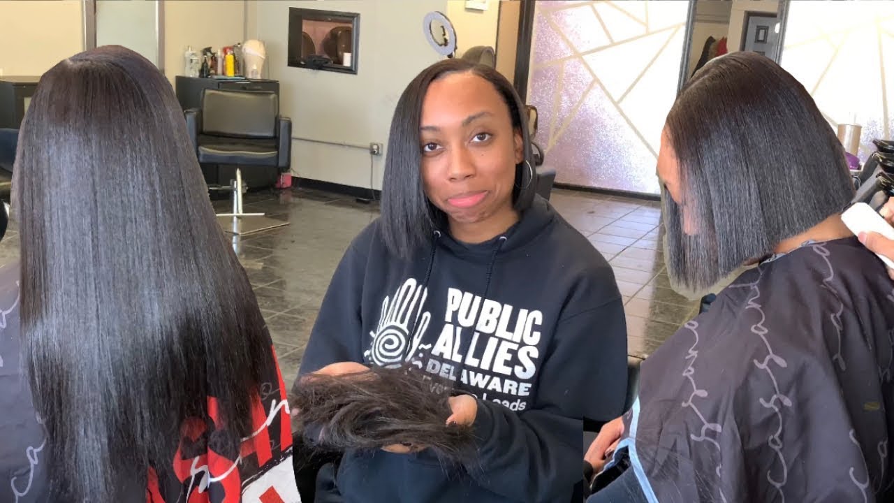 Her First Short Haircut | Bob Haircut | Long hair to short hair - YouTube