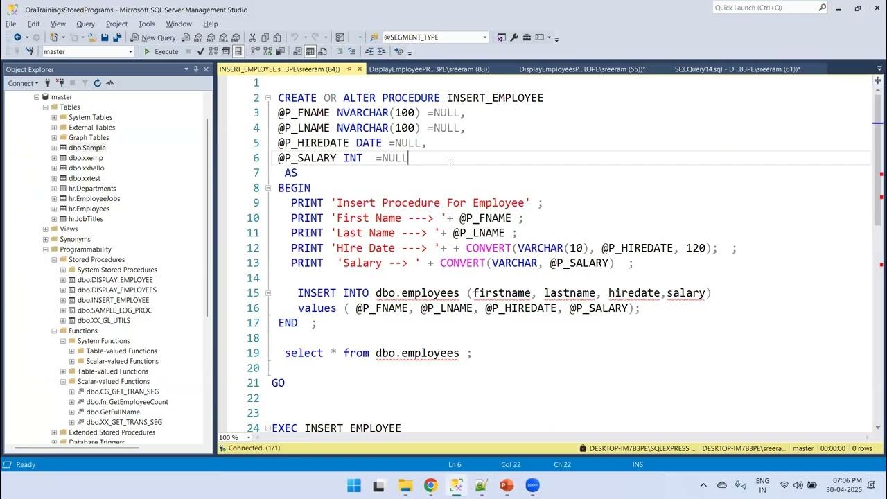 Stored Program - Procedure and Function in - MSSQL Server - YouTube