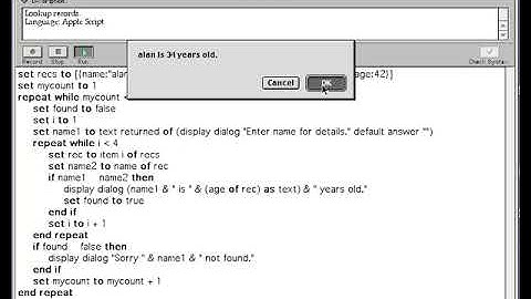 Apple Script Program to look up Records.