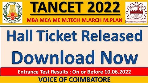 TANCET 2022| HALLTICKET RELEASED FOR MBA MCA ME MTECH MARCH MPLAN| DOWNLOAD NOW |VOICE OF COIMBATORE