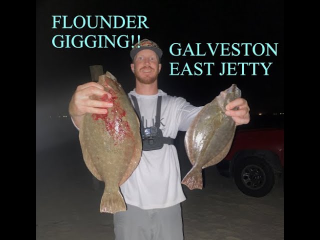 FLOUNDER GIGGING GALVESTON TEXAS JETTY, GALVESTON JETTY