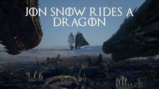Jon Snow rides a dragon for the first time and crashes it -Game of Thrones