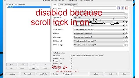 X-Mouse Disabled because scroll lock in on  حل  مشكلة