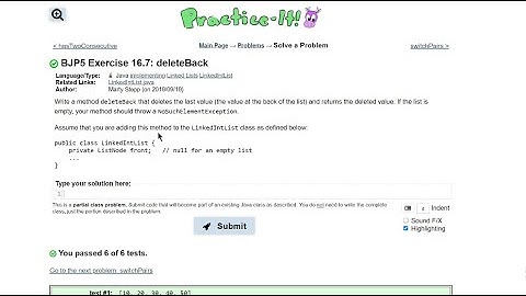 Java Practice-It || 16.7 deleteBack (pt.2) || implementing, ListNodes, LinkedLists, recursion