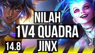 NILAH & Karma vs JINX & Nami (ADC) | 1v4 Quadra | NA Diamond | 14.8