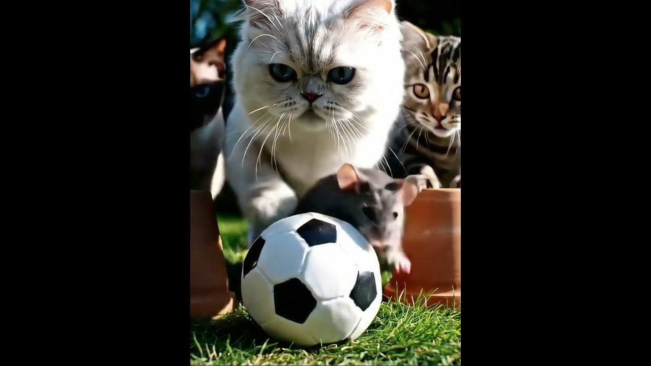 Three Cats Playing Soccer: The Cutest Cat Soccer Match Ever!