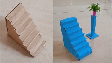 Cardboard stairs making|miniature cardboard stairs making easy