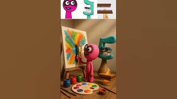 Sprunki -OC Emoji 65 phase X Alphabet lore XToblerone  painting big canvas with paintbrush  reallife