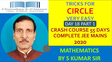 JEE MAINS 2020 |Crash Course for 55 Days |Day 18 Part 1 |Circle | Chanakya E-Classes |Maths |S Kumar