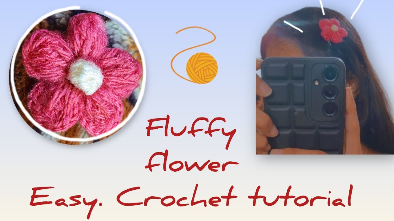 🌸 Flower 🌸 crochet clip #crochet #crochetaccessories #diy #handmade #howtomakewoolenflower .....
